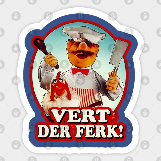 Vintage Chiken Vert Der Ferk Sticker by Sidomulyostore